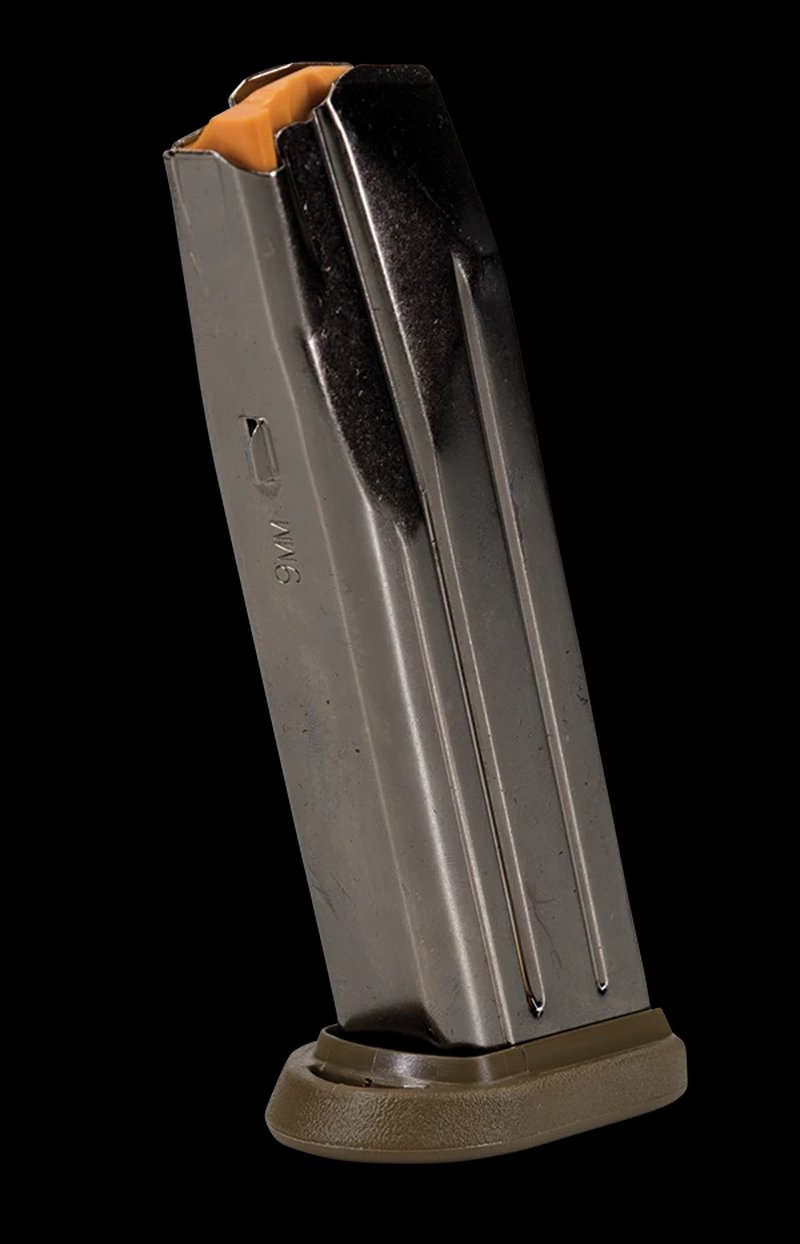 FN FNS Compact 17-Round 9mm Magazine Black Steel with FDE Base Pad