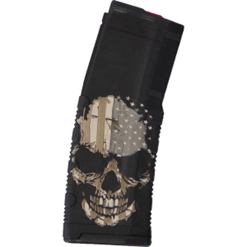 Black Rain Ordnance Lasered AR-15 30-Round Magazine .223/5.56 - Skull With Flag, Black