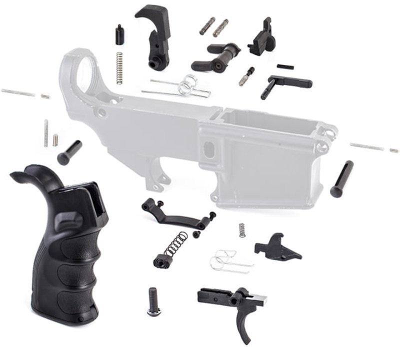 Tiger Rock AR-15 Lower Parts Kit w/ Upgraded Grip, Extended Trigger Guard & Safety Selector