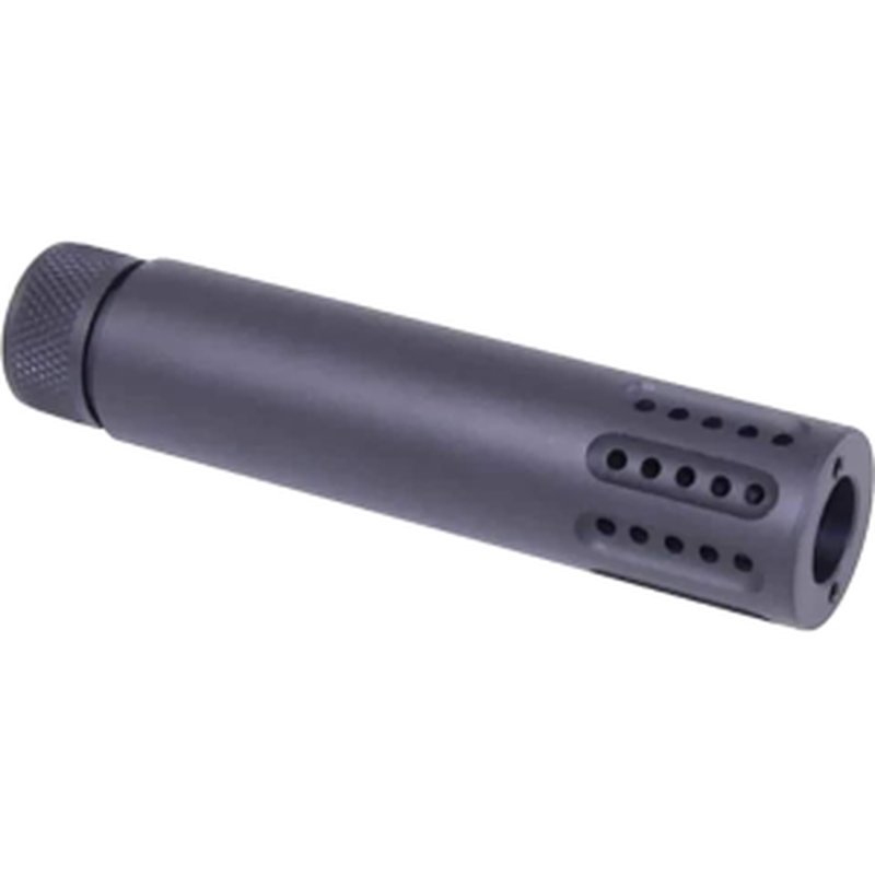 GunTec Muzzle Brake with Long Slip-Over Barrel Shroud AR-10, LR-308 5/8"-24 Thread Steel Matte
