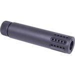 GunTec Muzzle Brake with Long Slip-Over Barrel Shroud AR-10, LR-308 5/8"-24 Thread Steel Matte