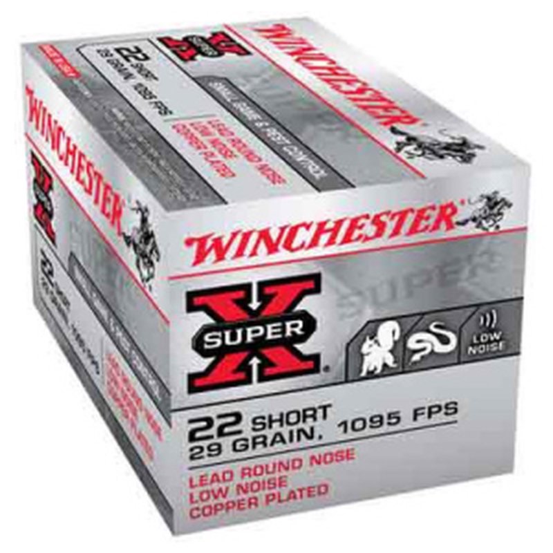 Winchester Super-X .22 Short 29 Grain Lead RN Ammo, 50 Rounds