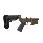 BC-15 | Complete Pistol Lower Assembly With Pistol Brace | Multi-Caliber (Black Anodized)-Midnight Bronze