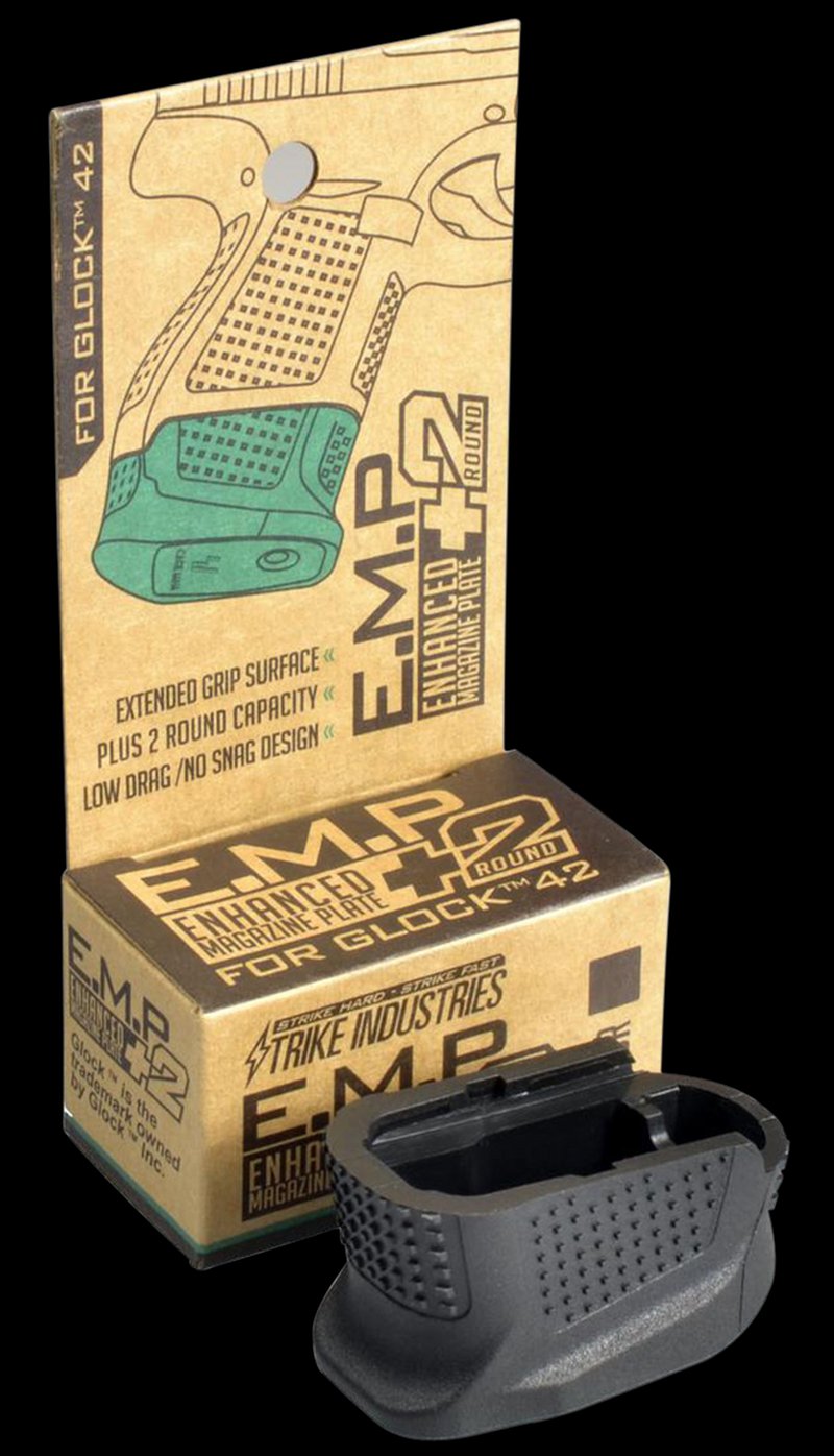 Strike EMPG42B +2 Enhanced Magazine Plate Extension for Glock 42, Black Polymer