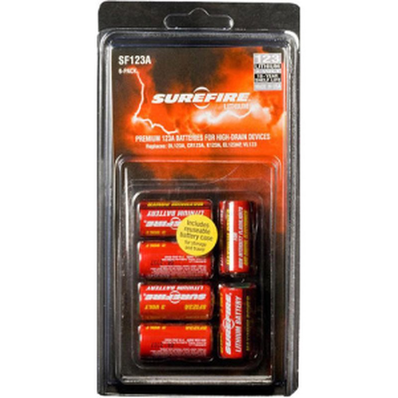 SureFire SF6BC 123A Batteries Red/Black 3.0 Volts 1,500 mAh (6) Single Pack Clamshell