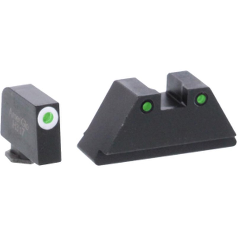 Green Tritium Round Outline White Front Sight .315/.392 for Glock TallSuppressor