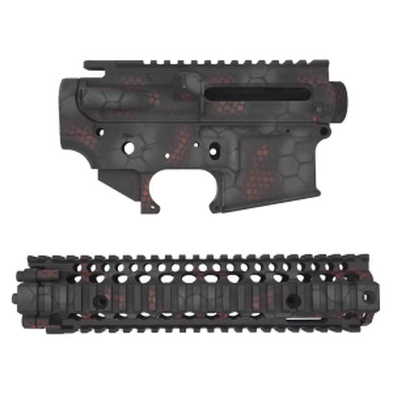 Daniel Defense DDM4 Striped Receiver Set with 9.55" RIS II Handguard, Red Crododile
