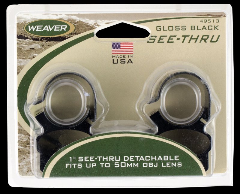 Weaver Mounts Detachable See-Thru 1 in Riflescope Rings Black Gloss 49513