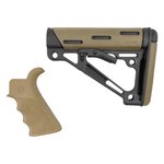 Hogue 15355 OverMolded Collapsible Buttstock AR15/M16 Flat Dark Earth with Beavertail Finger Groove Grip