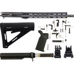 AR-STONER AR-15 Enhanced Build Kit with Upper Receiver Assembly 5.56x45mm NATO 16" Barrel Mid Length 15" M-LOK Handguard, Complete Lower Parts Kit with Magpul MOE Furniture and Sight Set Black