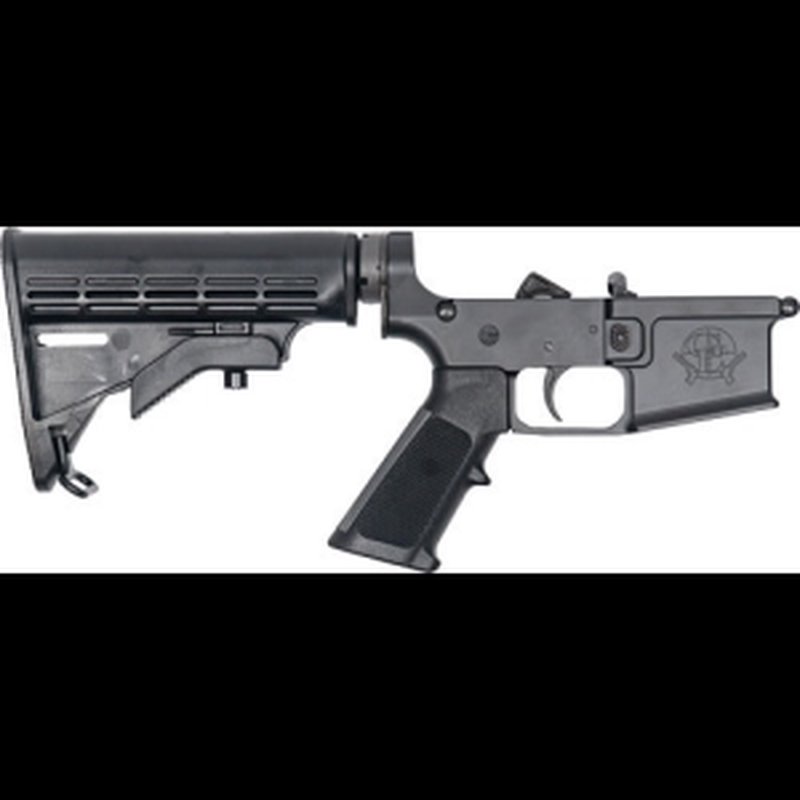 Great Lakes Firearms GL15 Lower Group AR-15 Receiver 5.56 NATO Adjustable Stock Black Billet Lower