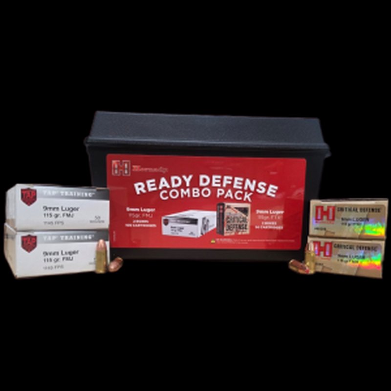 Hornady Ready Defense Combo Pack 9mm 115gr FMJ & FTX 150rd Ammo Can