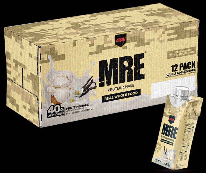REDCON1 MRE Ready-to-Drink Protein Shake Vanilla Milkshake 14 oz 12-Pack RC1MRERTDVM12