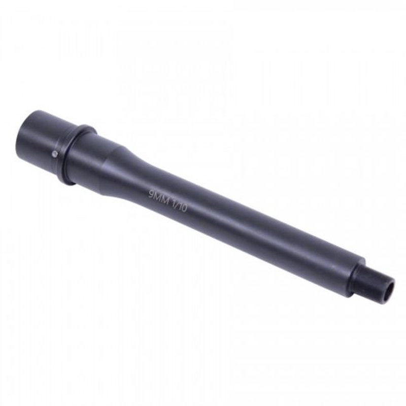 Guntec USA AR Barrel, 9mm Cal, Straight Profile, 7.5 in, 4150 Chromoly Steel, 1-10 Twist, 1/2x36 TPI, Black Nitride