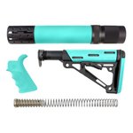 Hogue OverMolded 3-Piece Collapsible Stock Kit Black/Aqua for AR-15/M-16