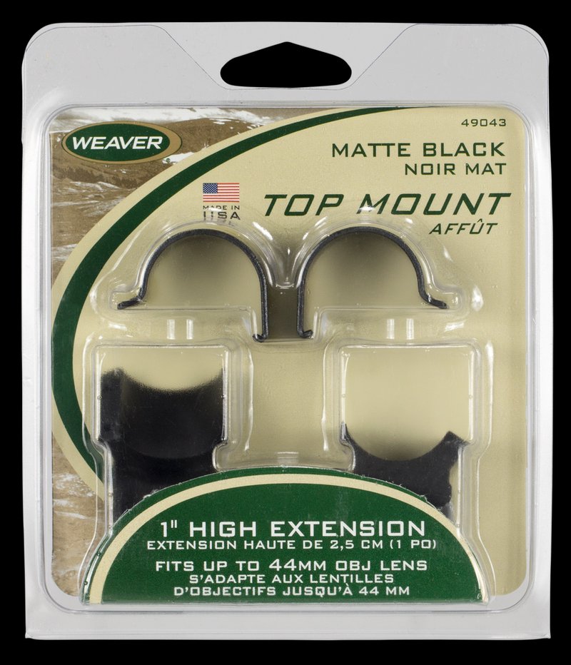 Weaver Mounts Detachable Extension Top Mount Scope Rings 1 in Extra High Matte Black 49043