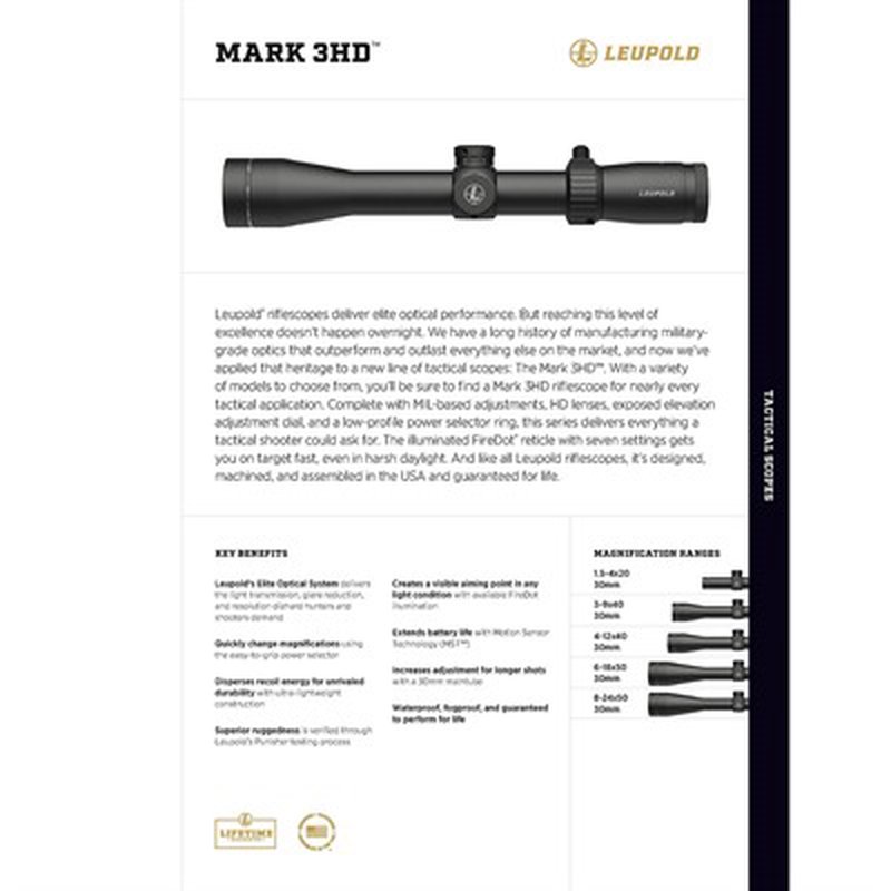 Leupold Mark 3HD 6-18x50mm P5 Side Focus Rifle Scope (Black, 30mm)