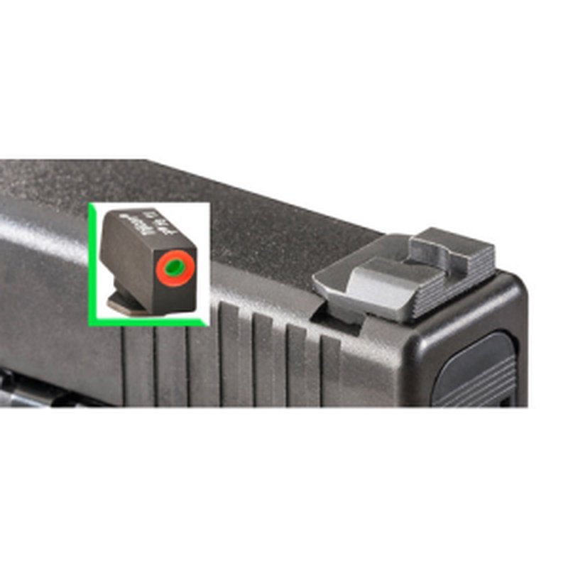 AmeriGlo GL-434 Hackathorn/Protector EDC style tritium handgun sight set for Glock 10mm/.45 (Green/Orange outline, serrated rear)