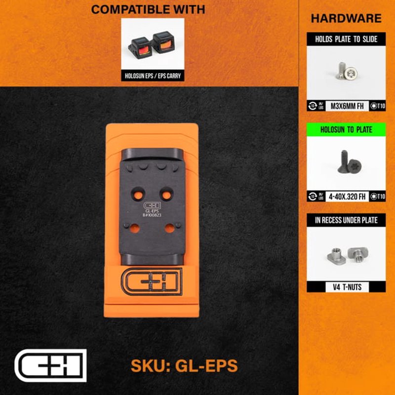 C&H Precision GLEPS V4 MOS Adapter Plate for Holosun EPS Pattern - Black