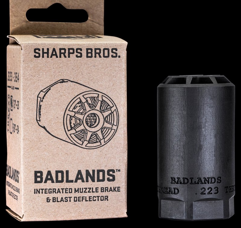 Sharps Bros Badlands Integrated Muzzle Brake & Blast Deflector 5/8-24 0.223-0.354 BAD02