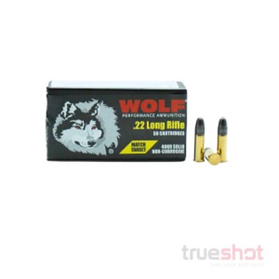 Wolf Match Target 22 Long Rifle Ammunition 40 Grain Solid Round Nose