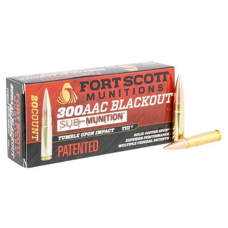 Fort Scott Munitions TUI 300 AAC Blackout 190gr SCS Centerfire Ammo 20 Rounds
