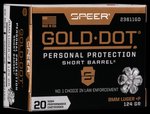 Speer Gold Dot Short Barrel 9mm Luger +P 124 grain ammunition