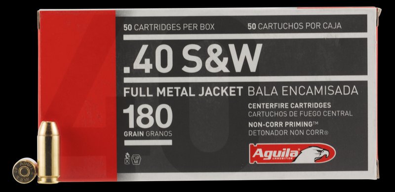 Aguila Pistol .40-S&W FMJ 180 Grain Brass Ammunition 50 Rounds