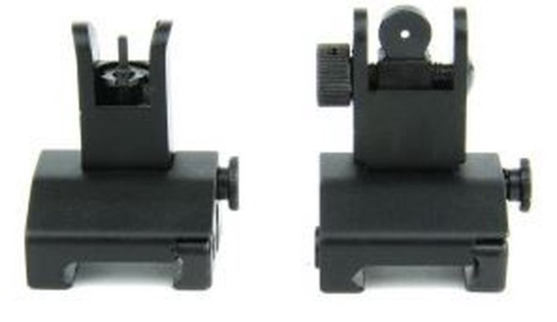 TacFire IS002 AR-15 Low Profile Flip-Up Iron Sight Set (Black Anodized)