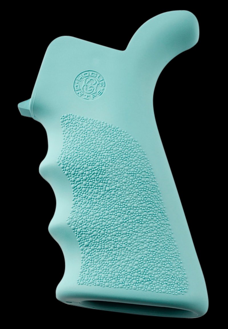 Hogue OverMolded Beavertail AR-15/M16 Grip Aqua Blue Cobblestone Texture