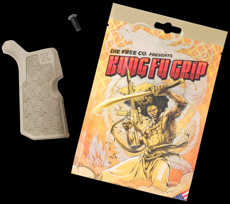 DIE FREE CO LLC Kung Fu Grip AR-15 AR-10 M4 SR25 Flat Dark Earth Nylon 12° Angle