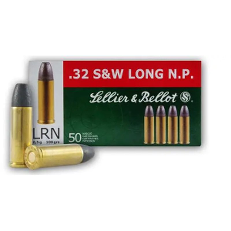 Sellier & Bellot SB32SWLA Handgun Ammunition 32 S&W Long 100 Grain LRN