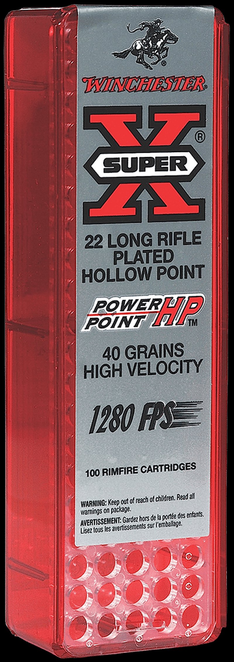Winchester Super-X 22LR Ammunition Power Point 40 Grain Brass 100 Rounds