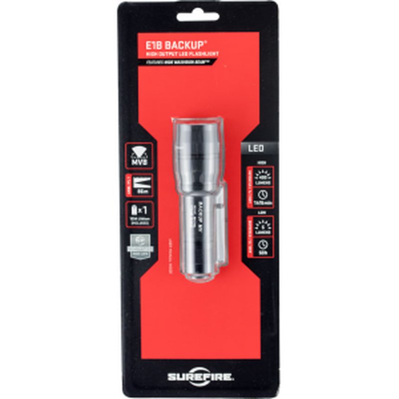 Surefire E1BMV E1B Backup with MaxVision Beam 400/5 Lumens 123A Lithium (1) Black
