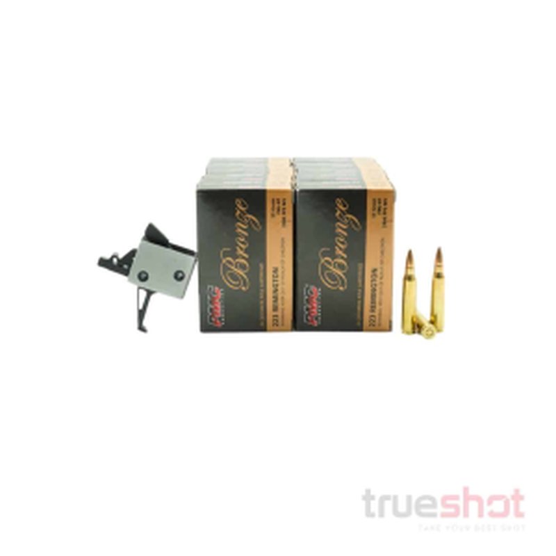 True Shot Ammo CMC 2-Stage 2 lb Flat Drop-In AR-15 Trigger Bundle with 200 Rounds Ammo