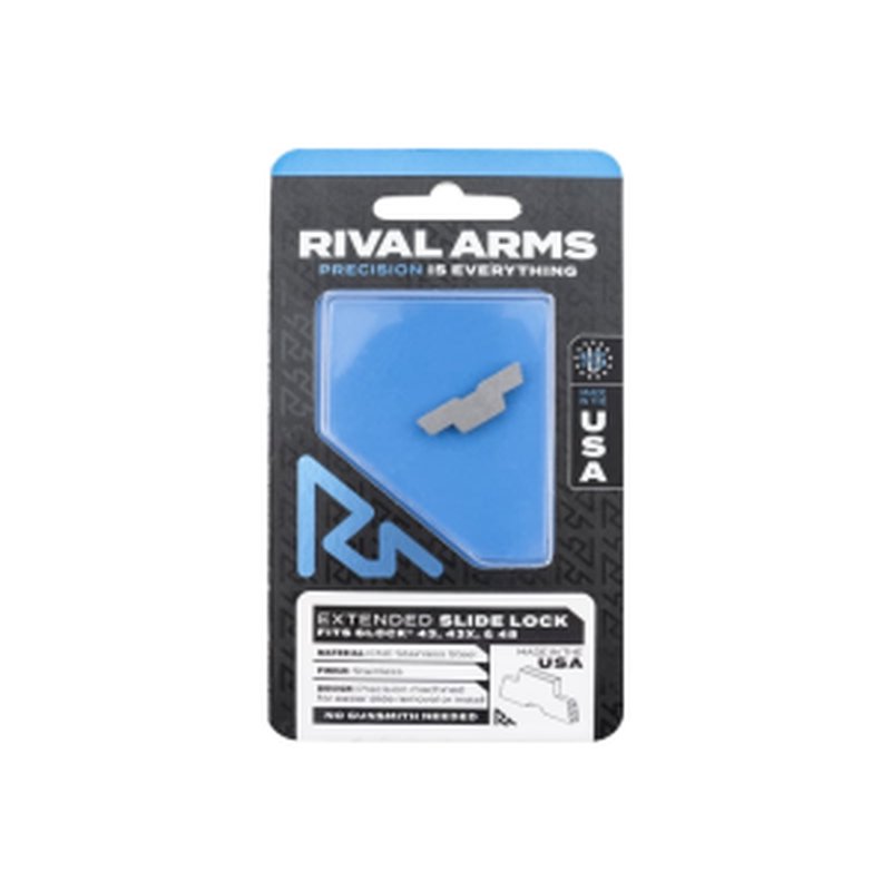 Rival Arms Extended Slide Lock for Glock 43 43X 48 polished stainless