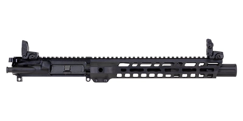 PSA 10.5" 5.56 Lightweight M-lok Slant 12" Upper With MBUS Sight Set, BCG, CH, & Fluted Flash Can