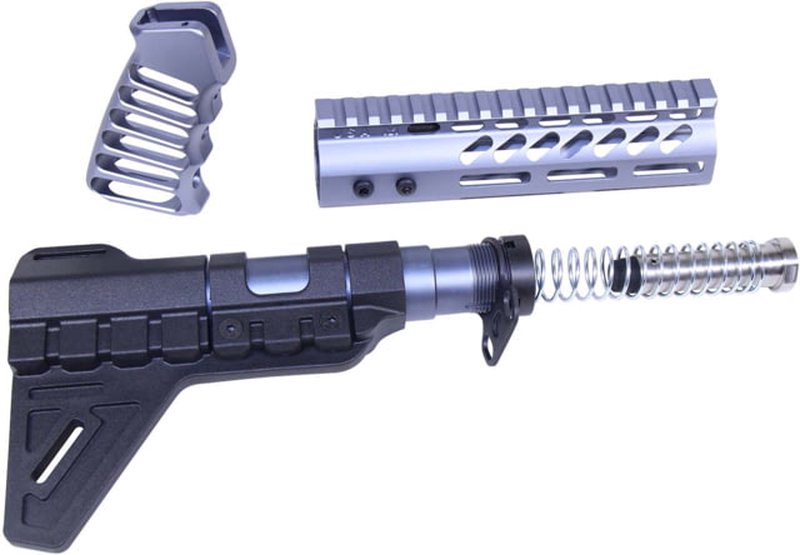 Guntec USA AR-15 Pistol Furniture Set with Micro Breach Pistol Brace (T6 Aluminum)