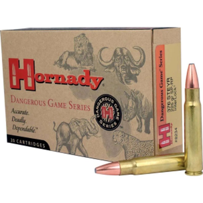 Hornady Dangerous Game 376 Steyr 225 gr InterLock Spire Point Rifle Ammunition
