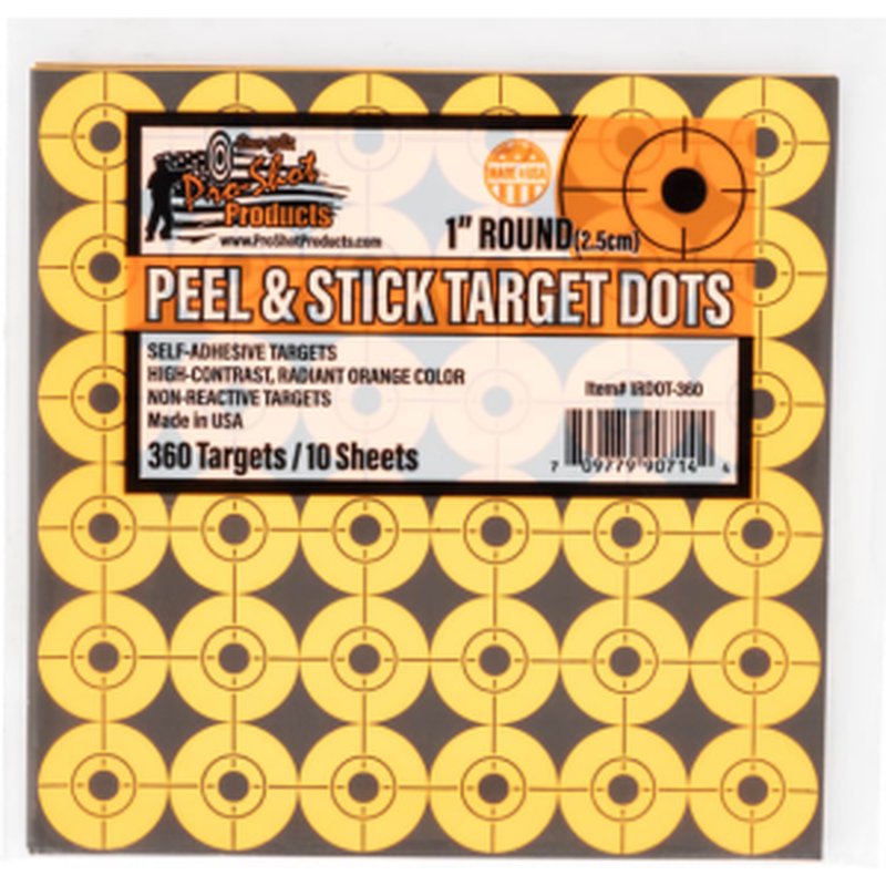 Pro-Shot 1" Round Orange Peel and Stick Targets 10 Pack - 36 Per Sheet