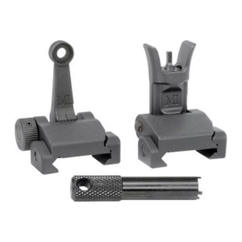 Midwest Industries MICRSSET Flip-Up Front & Rear Sights Black for AR-15 M4
