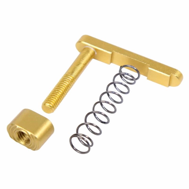 Guntec USA AR-15 Extended Mag Button Mag Catch Assembly, Anodized Gold