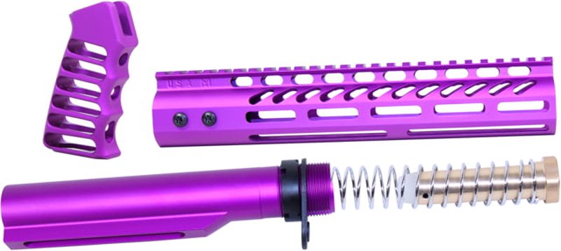 Guntec USA AR-15 10in Pistol Brace Build Kit Mil-Spec Buffer Tube Purple Anodized