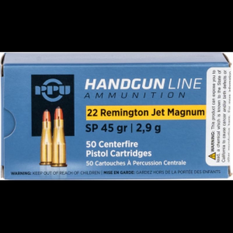 Prvi Partizan PPU 22 Rem Jet Magnum Handgun Ammunition 45gr SP 50 Rounds