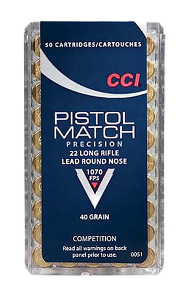 CCI Competition Pistol Match .22 LR Ammunition 40gr LRN Brass