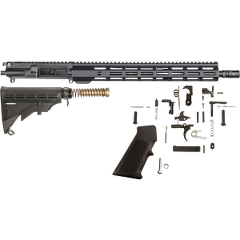 AR-STONER AR-15 Build Kit with Upper Receiver Assembly 5.56x45mm NATO 16" Barrel Mid Length 15" M-LOK Handguard, Complete Lower Receiver Parts Kit, Stock Assembly 6-Position Mil-Spec Collapsible