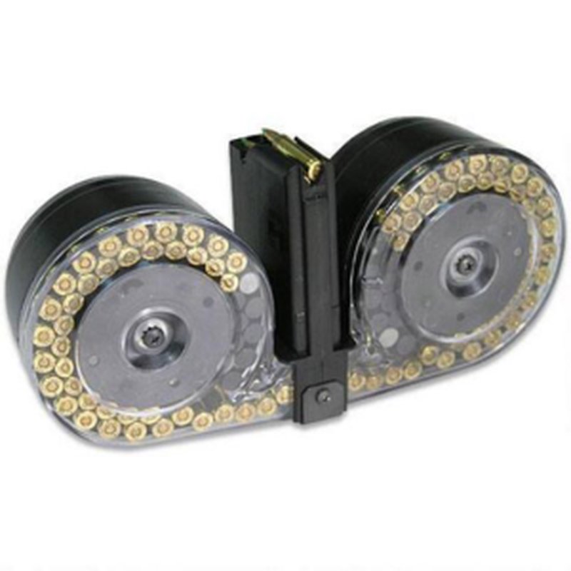 RWB AR-15 100rd Dual Drum Magazine 223 Remington/5.56 NATO Black/Clear