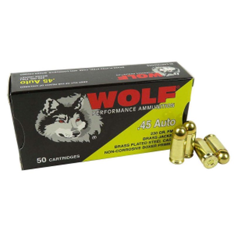 Wolf Performance Turkish 45 ACP 230gr FMJ pistol ammo 50 rounds