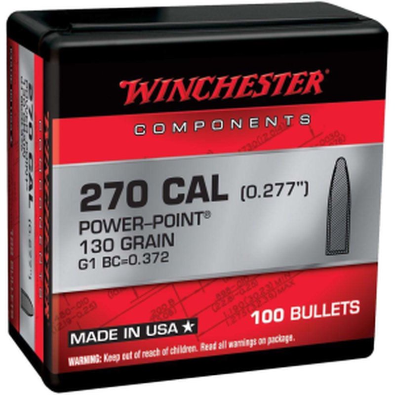 Winchester WB270P130X 270 130 Grain Polymer Point Bullets (100/10)
