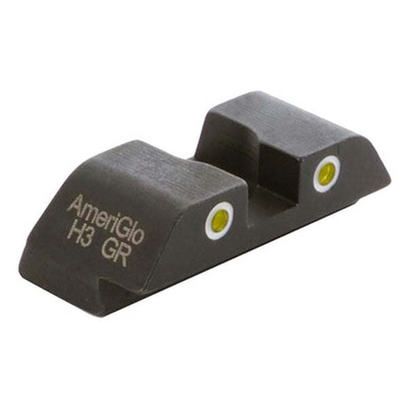 AmeriGlo Classic Yellow Tritium 2-Dot Sq Notch Rear Sight (Glock)